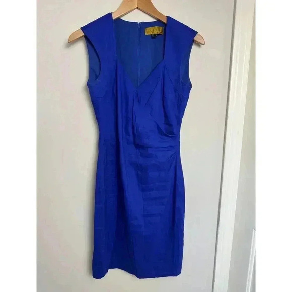 Nicole Miller Dresses & Skirts - Nicole Miller Cobalt Blue Knee Length Linen Dress Size 6